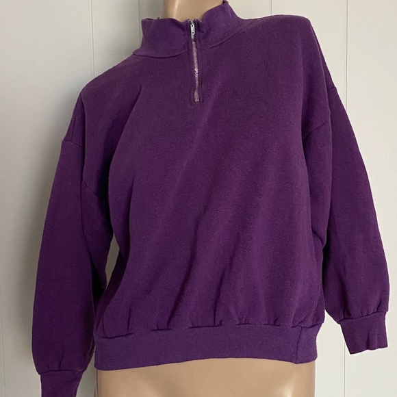 VTG 1980s Purple Sweatshirt w Zipper Active Interest by Mervyn's Sz M - Picture 1 of 9